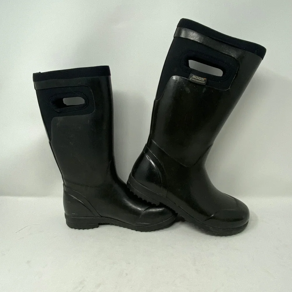 Bogs Tacoma Youth Waterproof Rain Boots Black Rubber Neoprene 71566-001 Size 1